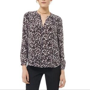 𝅺REBECCA Taylor Long Sleeve Lynx Print Blouse
